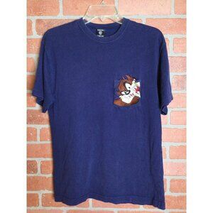 Vintage 1997 Warner Bros Studio Store Taz Pocket Tee Shirt Size S Embroidered Na